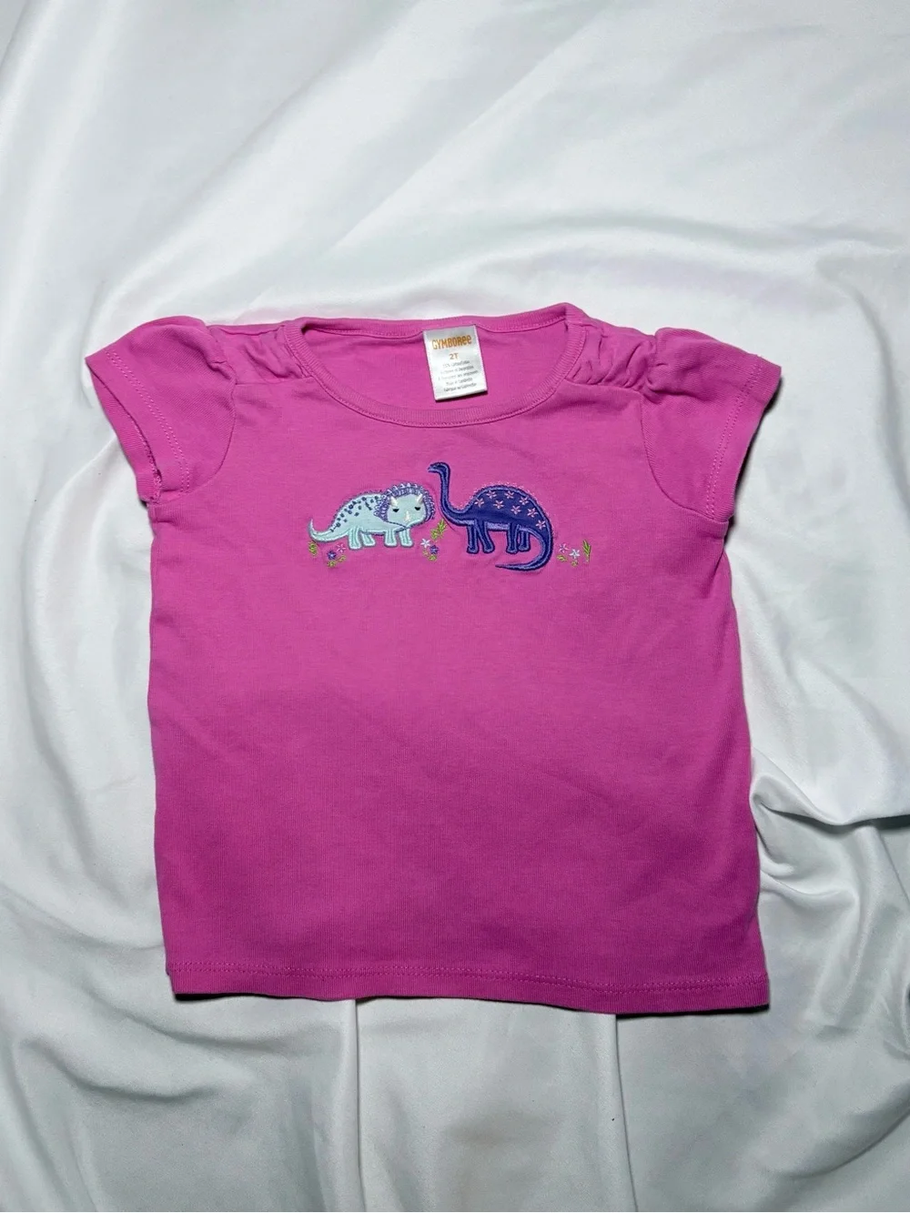 Gymboree Magenta Short Sleeve Tee with Dino Appliqué